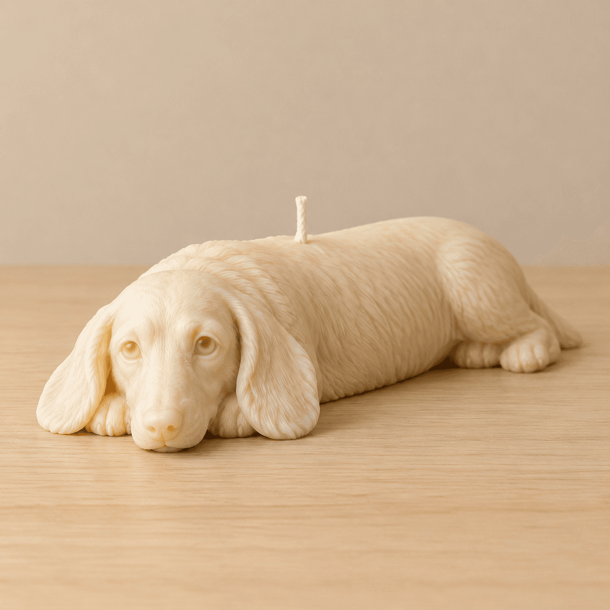 Stretched Dachshund candle by Dreaming Day